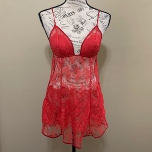 Victoria’s Secret Red Lace Babydoll Nightie Size Medium